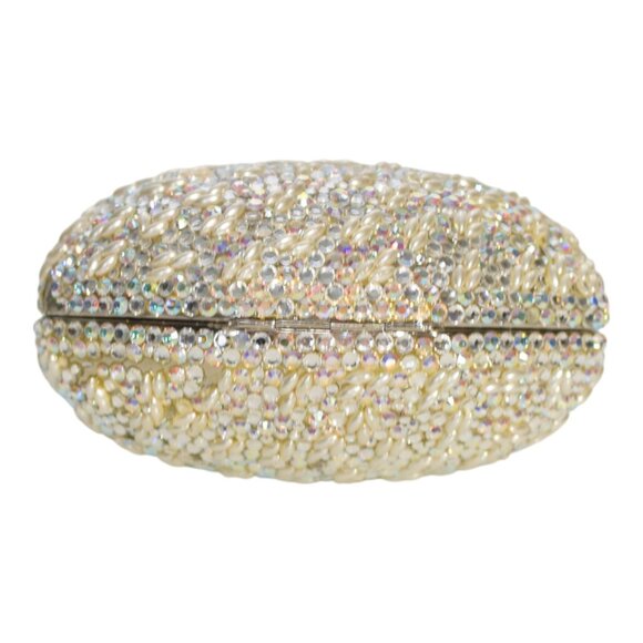 RODO allover Swarovski crystal silver leather wristlet clutch evening bag - Picture 6 of 16